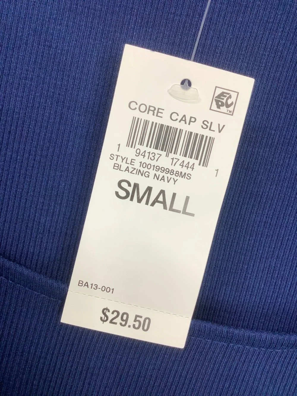 Blue Micro Ribbed Scoop Neck Top - Small - Picture 8 of 13